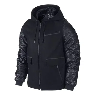 Air Jordan Xi Leather Letterman Jacket 'black'