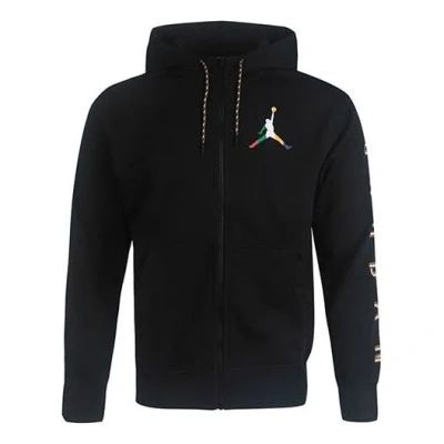 Air Jordan Zipper Cardigan Hooded Jacket Men's Black