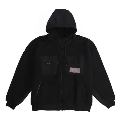 Air Jordan Zipper Fleece Windproof Stay Warm Hooded Jacket Black