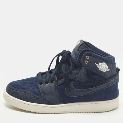 Pre-owned Air Jordans 1 Ajko High Og Size 42 Navy Blue Canvas And Fabric High Top Sneakers