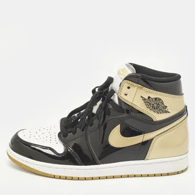 Pre-owned Air Jordans 1 Retro High Og Nrg Size 43 Gold Leather High Top Sneakers