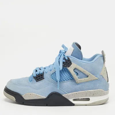 Pre-owned Air Jordans 4 Retro Size 40 Blue Rubber And Suede High Top Sneakers