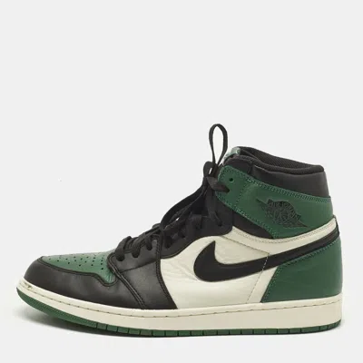 Pre-owned Air Jordans Air Jordan 1 Size 46 Green/white Leather High Top Sneakers