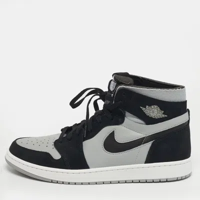 Pre-owned Air Jordans Air Jordan 1 Zoom Size 46 Black/grey Leather And Suede High Top Sneakers