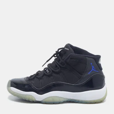Pre-owned Air Jordans Air Jordan 11 Retro Space Jam Size 39 Black Canvas And Patent Leather Lace Up Sneakers