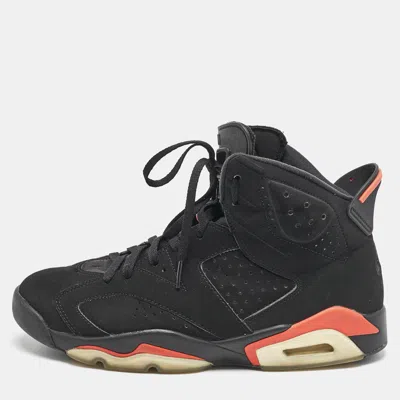 Pre-owned Air Jordans Air Jordan Black Nubuck Leather Jordan 6 Retro Infrared High Top Sneakers Size 44.5