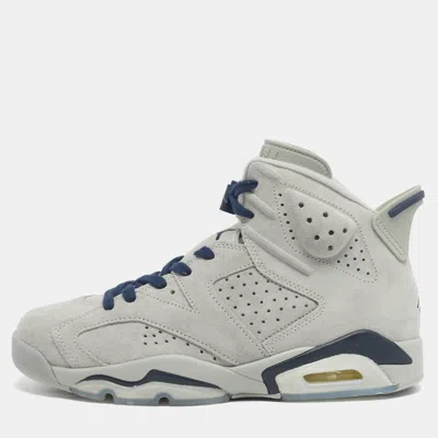 Pre-owned Air Jordans Air Jordan Grey Suede Leather Jordan 6 Retro Georgetown Sneakers Size 42 In Gray