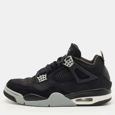 Pre-owned Air Jordans Black Canvas And Leather Jordan 4 High Top Sneakers Size 43