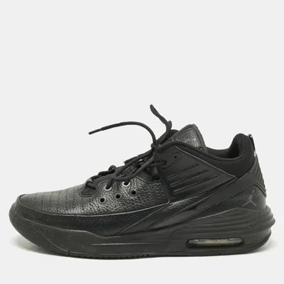 Pre-owned Air Jordans Black Leather Jordan Max Aura 5 Black Anthracite Sneakers Size 46