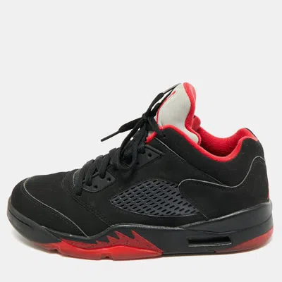Pre-owned Air Jordans Black Nubuck Leather Jordan 5 Lace Up Sneakers Size 40