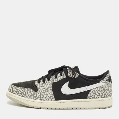 Pre-owned Air Jordans Black/grey Nubuck And Leather Jordan 1 Retro Low Og Black Cement Sneakers Size 44.5