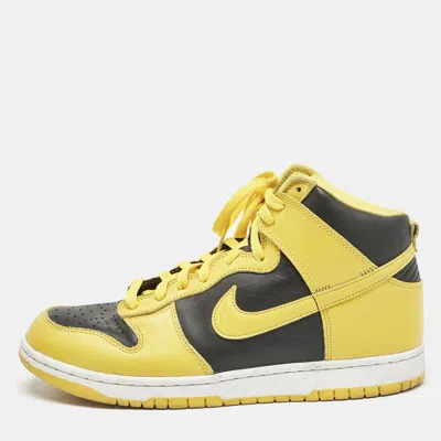 Pre-owned Air Jordans Black/yellow Leather Jordan 1 Retro Dunk Hi Sp Maize Sneakers Size 44.5