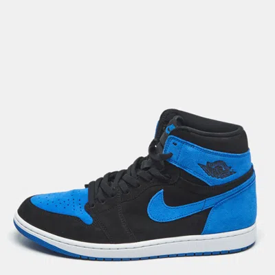Pre-owned Air Jordans Blue/black Suede Jordan 1 Retro High Og Royal Reimagined Sneakers Size 45.5