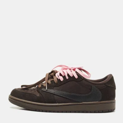 Pre-owned Air Jordans Brown Suede Jordan 1 Retro Low Og Sp Travis Scott Velvet Brown Sneakers Size 41