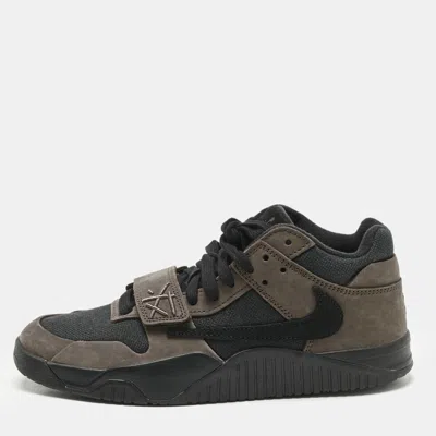 Pre-owned Air Jordans Brown/black Suede And Canvas Jordan Jumpman Jack Tr Travis Scott Dark Mocha Sneakers Size 42