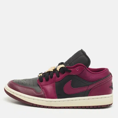 Pre-owned Air Jordans Burgundy/black Leather Jordan 1 Low Dark Beetroot Black Sneakers Size 40.5