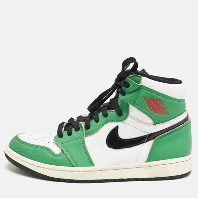 Pre-owned Air Jordans Green Leather 1 Retro High Zoom Sneakers Size 42.5