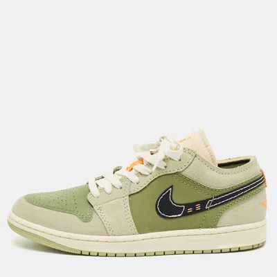 Pre-owned Air Jordans Green Suede Jordan 1 Low Se Craft Light Olive Sneakers Size 43