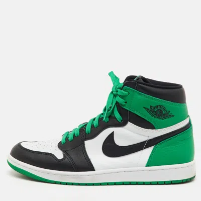 Pre-owned Air Jordans Green/black Leather Jordan 1 Retro High Og Lucky Green Sneakers Size 45