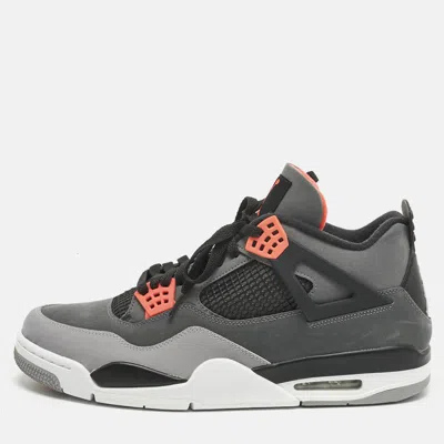 Pre-owned Air Jordans Grey Durabuck Leather Jordan 4 Retro Infrared Sneakers Size 48.5 In Gray