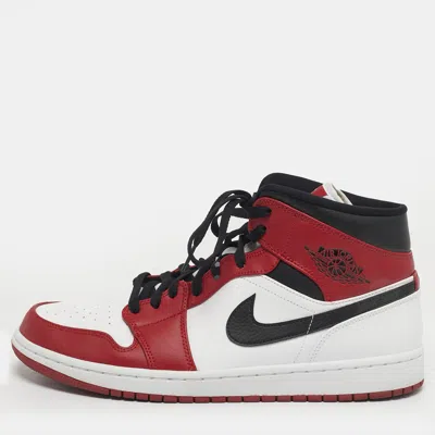 Pre-owned Air Jordans Jordan 1 Chicago Size 45 Multicolor Leather Mid Top Sneakers