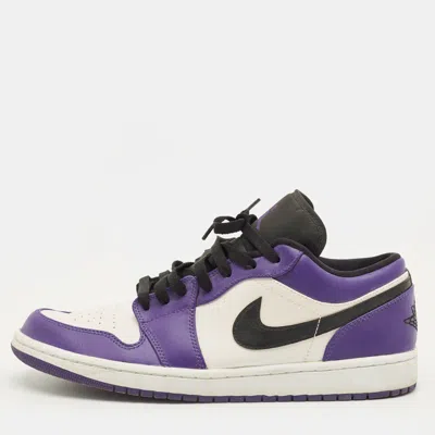 Pre-owned Air Jordans Jordan 1 Court Purple White Size 45 Multicolor Leather Low Top Sneakers
