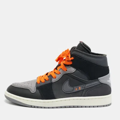 Pre-owned Air Jordans Jordan 1 Craft Inside Out Black Size 44 Multicolor Leather And Suede Mid Top Sneakers
