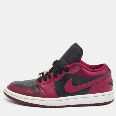 Pre-owned Air Jordans Jordan 1 Dark Beetroot Size 38 Burgundy/black Leather And Satin Low Top Sneakers