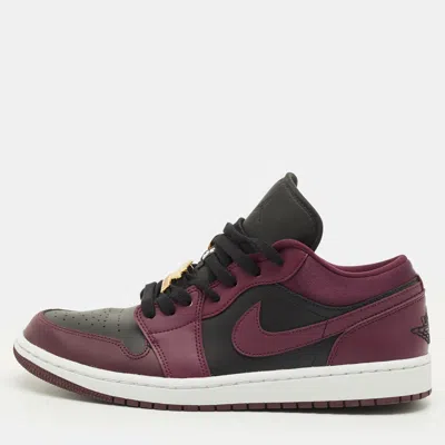 Pre-owned Air Jordans Jordan 1 Dark Beetroot Size 44.5 Burgundy/black Leather And Satin Low Top Sneakers