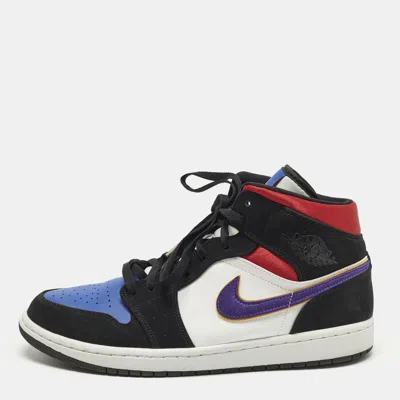 Pre-owned Air Jordans Jordan 1 Mid Lakers Top 3 Size 45 Multicolor Leather And Nubuck Leather Mid Top Sneakers