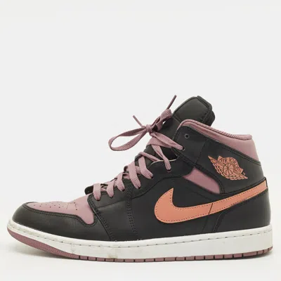 Pre-owned Air Jordans Jordan 1 Mid Se Black Sky J Mauve Size 45 Multicolor Leather High Top Sneakers In Purple