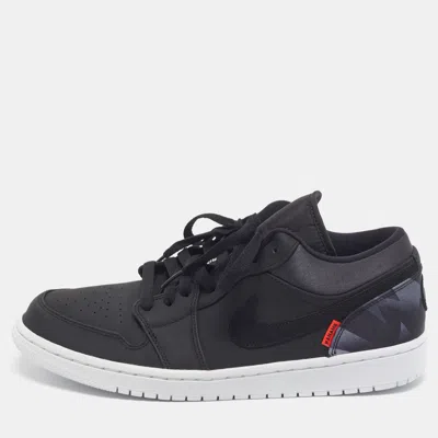 Pre-owned Air Jordans Jordan 1 Psg Size 44 Black Nubuck Leather Low Top Sneakers