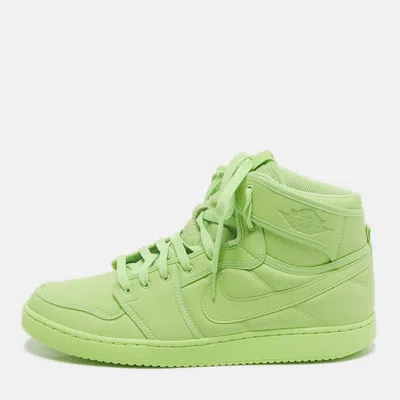 Pre-owned Air Jordans Jordan 1 Retro Ajko Billie Eilish Ghost Green Size 44.5 Neon Green Faux Leather High Top Sneakers