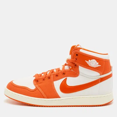 Pre-owned Air Jordans Jordan 1 Retro Ajko Rush Orange Size 46 Orange/white Canvas And Leather High Top Sneakers