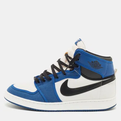Pre-owned Air Jordans Jordan 1 Retro Ajko Storm Blue Size 45 Multicolor Canvas And Leather High Top Sneakers