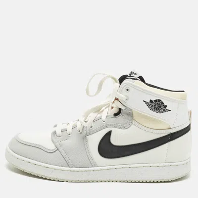 Pre-owned Air Jordans Jordan 1 Retro Ajko White Black Grey Fog Size 46 Multicolor Canvas And Leather High Top Sneakers