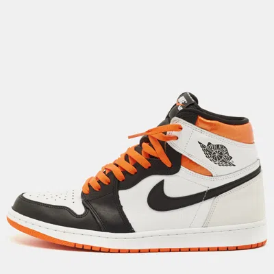 Pre-owned Air Jordans Jordan 1 Retro Electro Orange Size 45 Multicolor Leather High Top Sneakers
