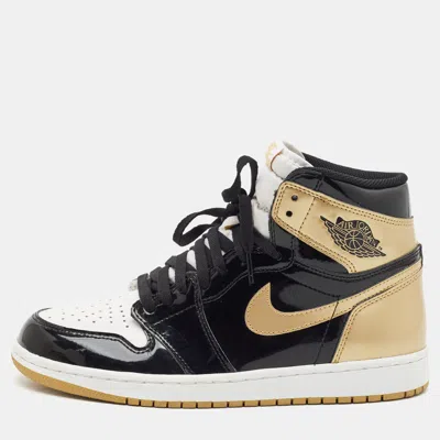 Pre-owned Air Jordans Jordan 1 Retro Gold Top 3 Size 42.5 Multicolor Patent Leather High Top Sneakers