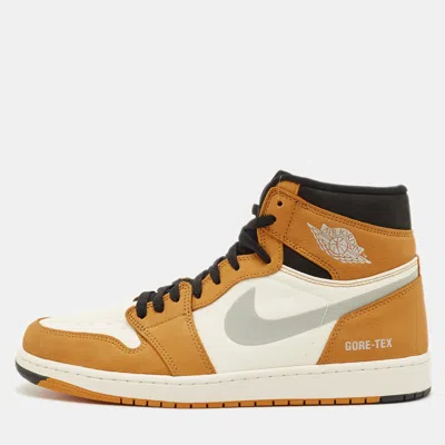 Pre-owned Air Jordans Jordan 1 Retro High Element Gore-tex Light Curry Size 45.5 Multicolor Fabric And Leather Sneakers In Orange