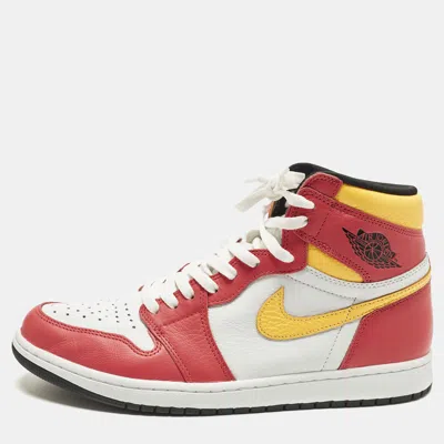 Pre-owned Air Jordans Jordan 1 Retro High Og Light Fusion Red Size 45.5 Multicolor Leather High Top Sneakers
