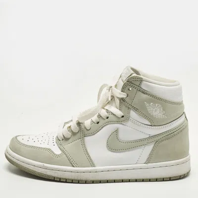 Pre-owned Air Jordans Jordan 1 Retro Og Seafoam Size 38 Green/white Nubuck And Leather High Top Sneakers