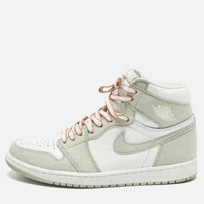 Pre-owned Air Jordans Jordan 1 Retro Og Seafoam Size 44.5 Green/white Nubuck And Leather High Top Sneakers