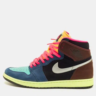 Pre-owned Air Jordans Jordan 1 Retro Tokyo Bio Hack Size 45.5 Multicolor Nubuck Leather High Top Sneakers