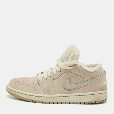 Pre-owned Air Jordans Jordan 1 Se Sherpa Fleece Size 39 Grey Shearling And Suede High Top Sneakers In Gray