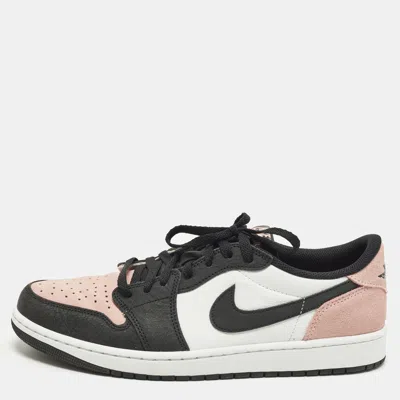 Pre-owned Air Jordans Jordan 1 Size 46 Tricolor Leather And Suede Low Top Sneakers In Pink