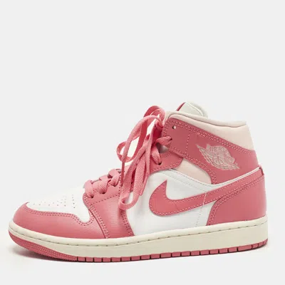 Pre-owned Air Jordans Jordan 1 Strawberries And Cream Size 38.5 Multicolor Leather Mid Top Sneakers