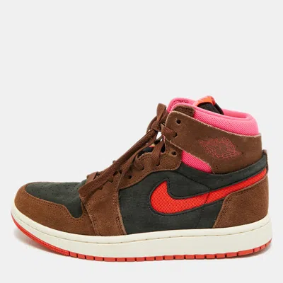 Pre-owned Air Jordans Jordan 1 Zoom Air Cmft 2 Cacao Wow Picante Red Size 39 Multicolor Mesh And Suede High Top Sneakers