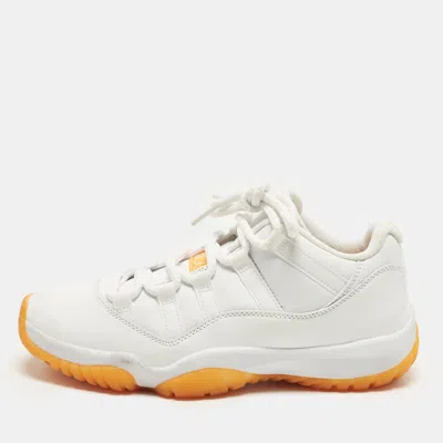 Pre-owned Air Jordans Jordan 11 Retro Citrus Size 38.5 White Leather And Patent Low Top Sneakers