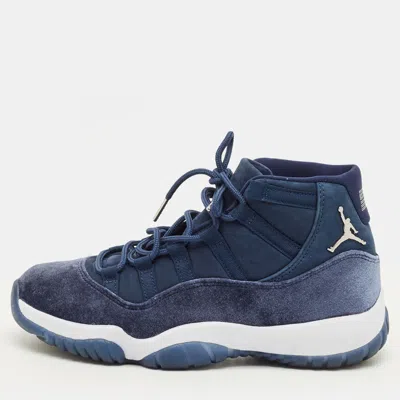 Pre-owned Air Jordans Jordan 11 Retro Midnight Navy Size 40 Navy Blue Velvet High Top Sneakers