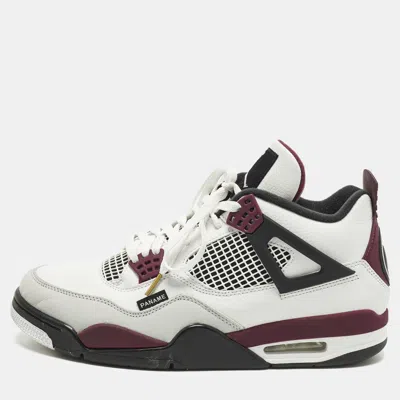 Pre-owned Air Jordans Jordan 4 Retro Psg Neutral Grey Bordeaux Size 45 White/grey Leather Lace Up Sneakers